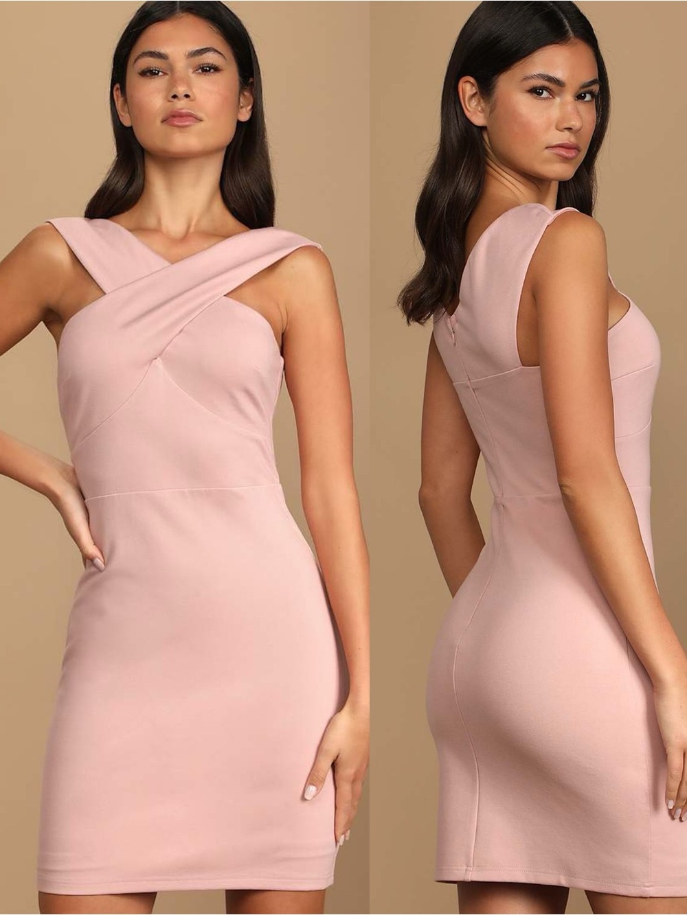 Lulus | Double Cross Blush Pink Bodycon Mini Dress